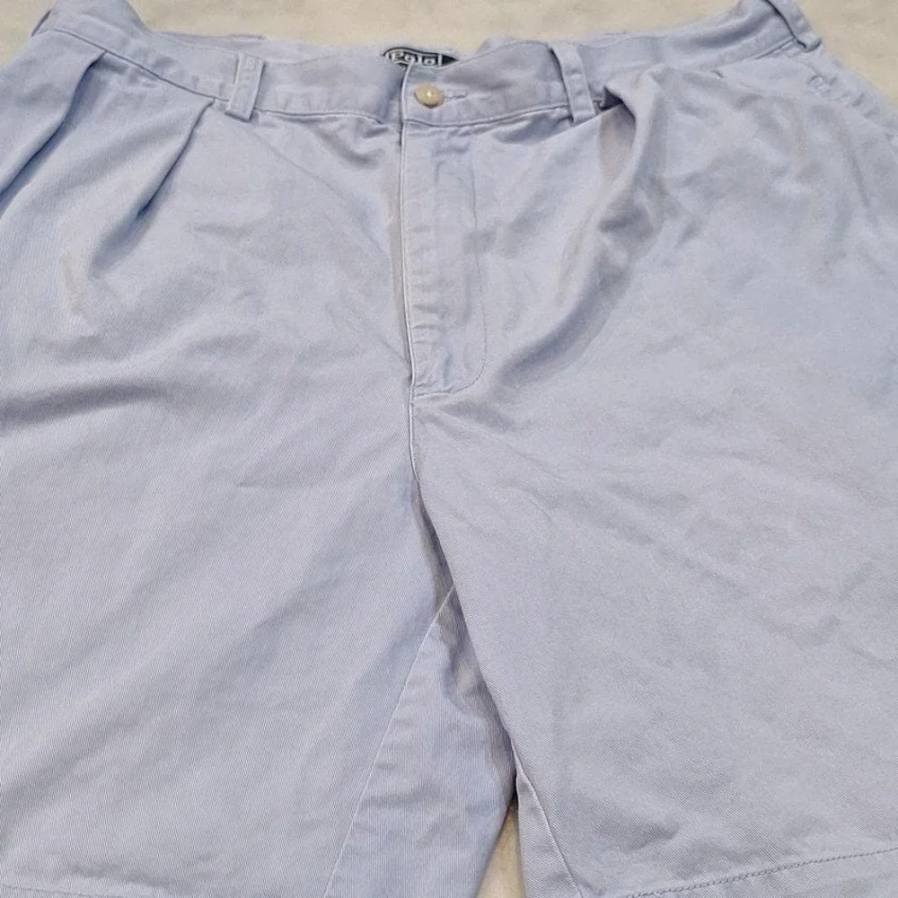 Vintage‎ Polo Ralph Lauren Light Blue Pleated Chinos Tyler Shorts 90s Sz 34-36